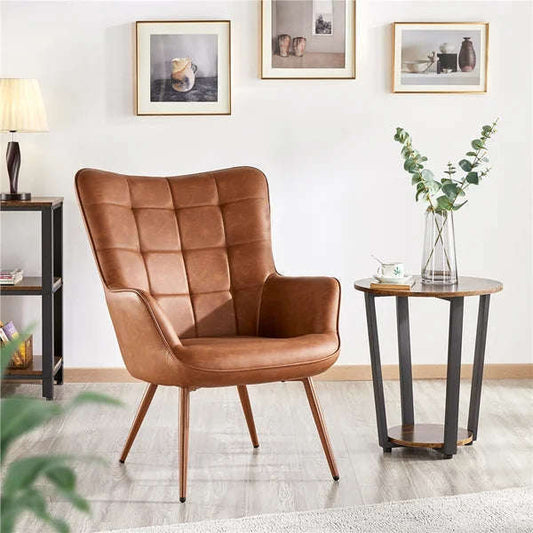 Chair - Brown Leather Accent - Furniture-CH-BROWN